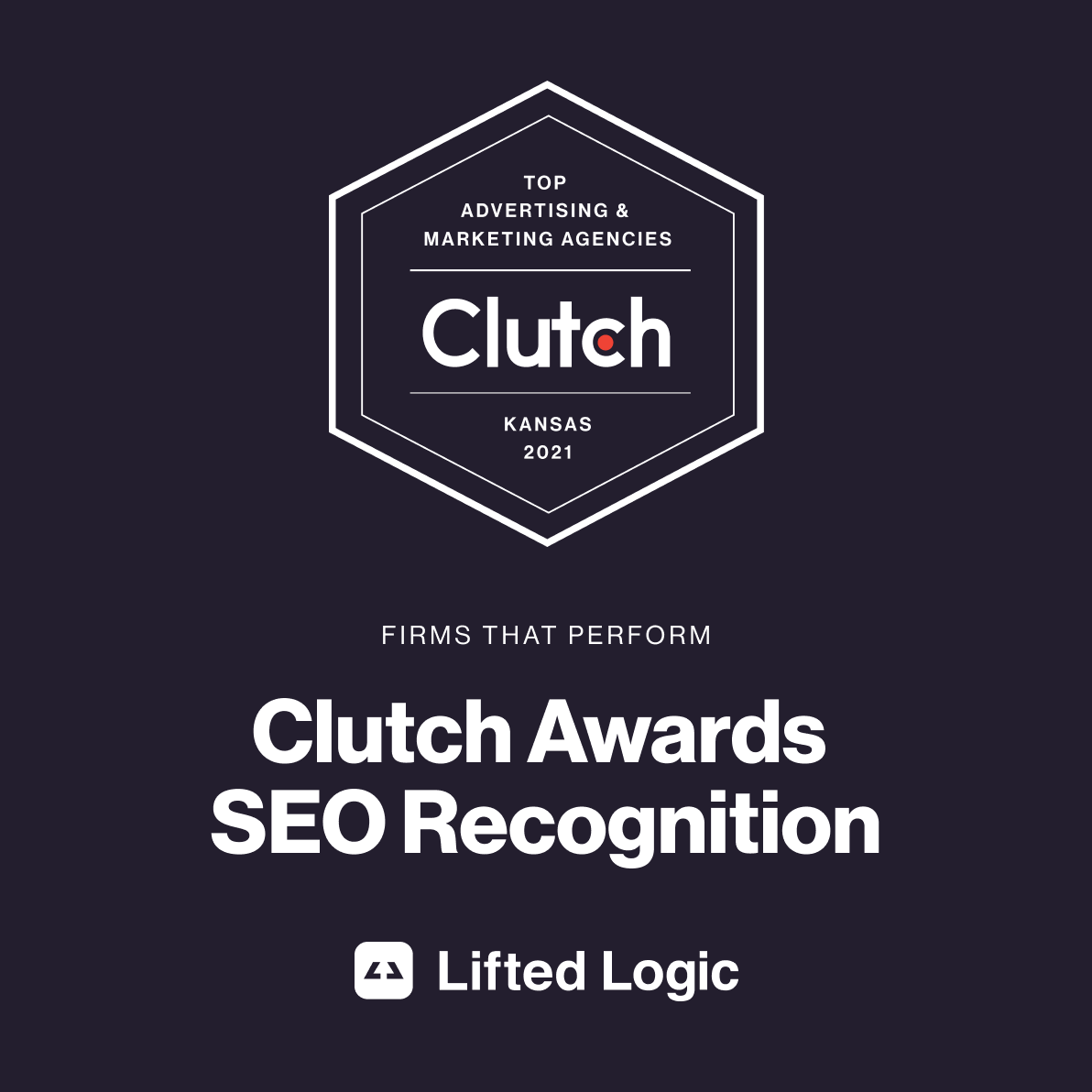 Clutch Award graphic photo for the top SEO firm in Kansas 2021