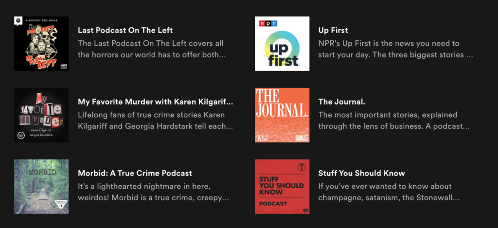 Spotify podcast descriptions for website design