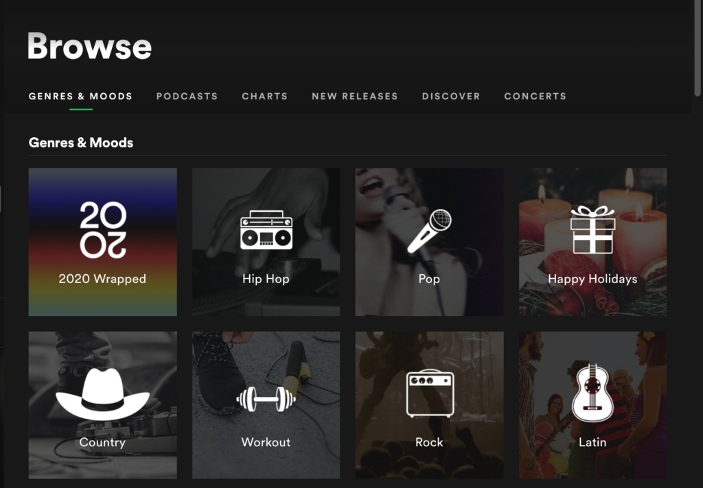 Spotify hubs for website design idea