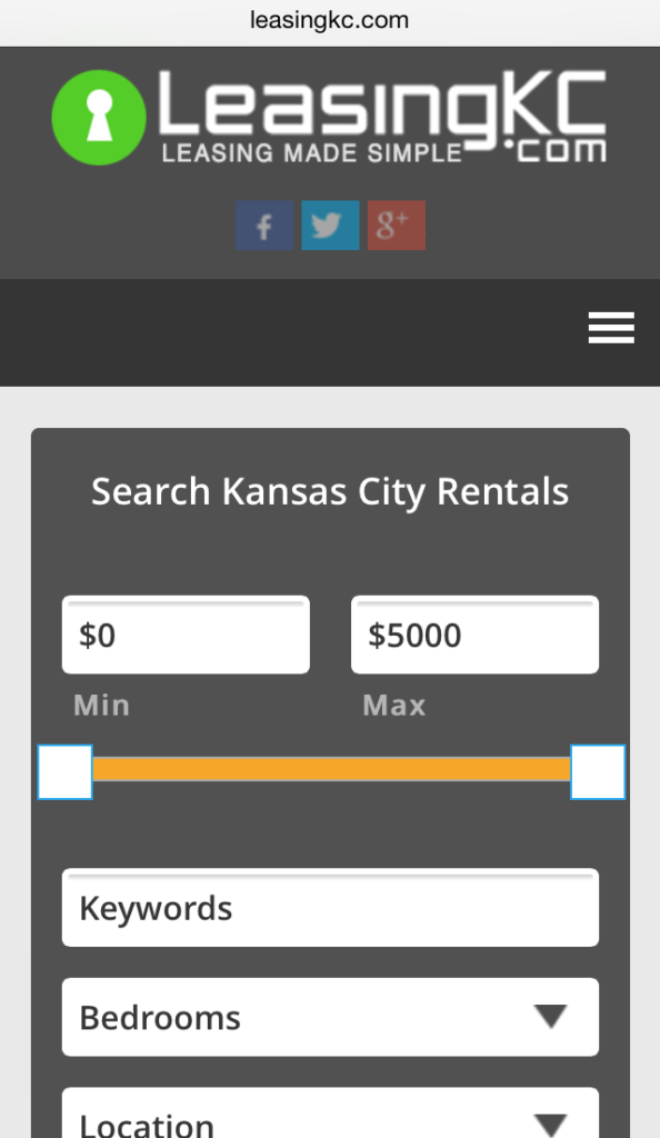 Leasing KC's mobile website by Lifted Logic