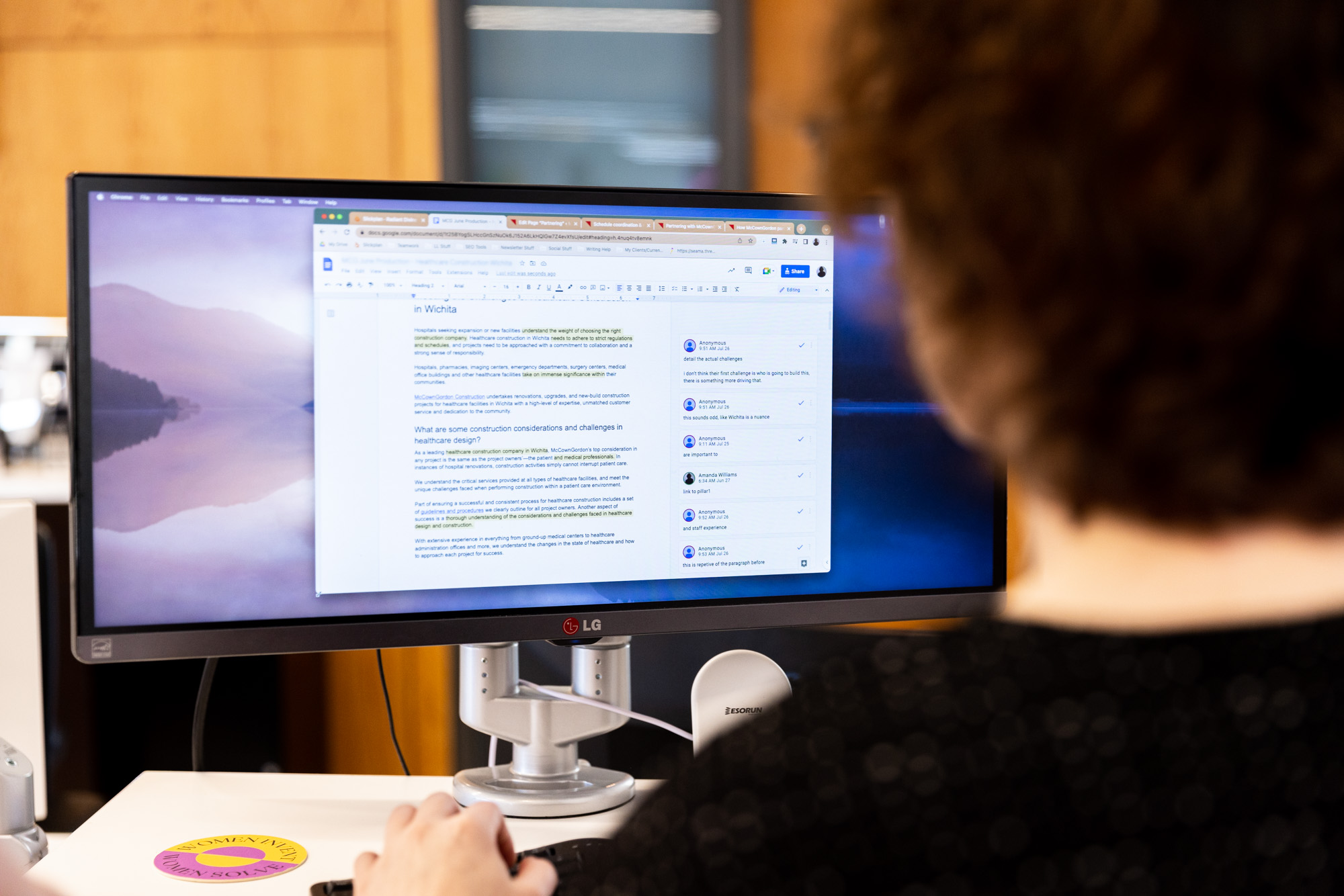 Lifted Logic content team member researching websites.