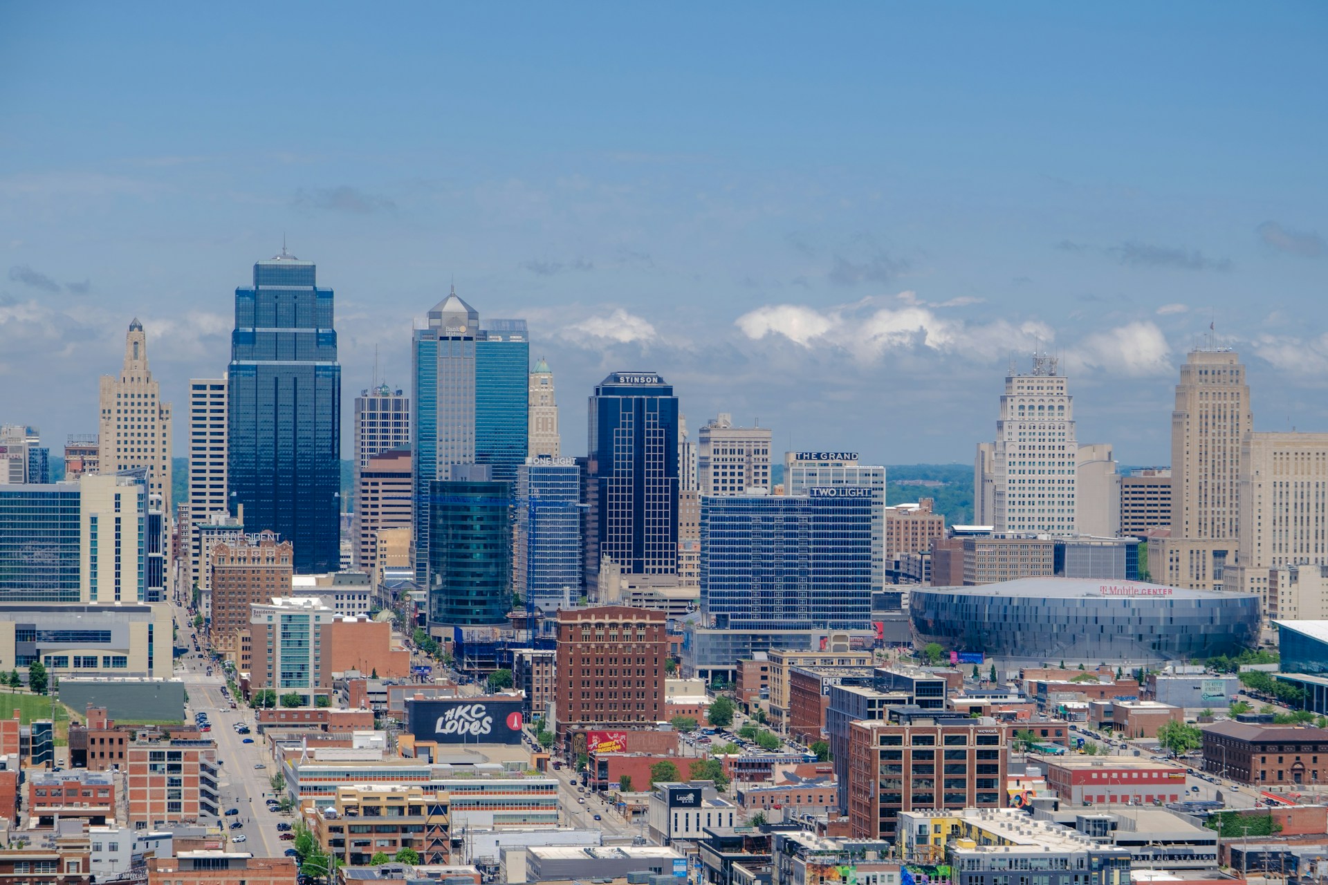 A photo of the Kansas City skyline. Many Kansas City businesses can benefit from SEO support with Lifted Logic.